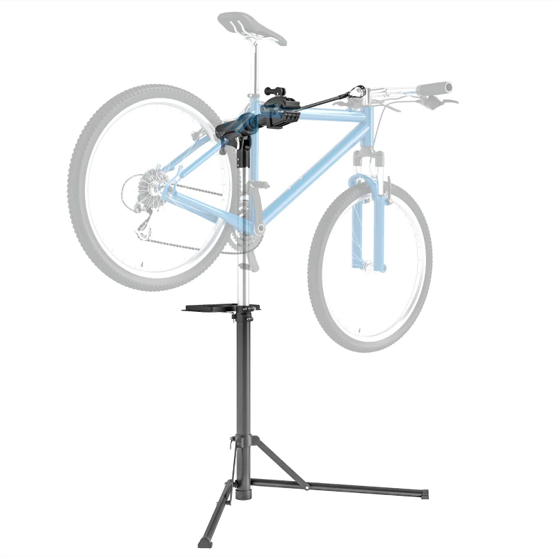 HOMCOM Pied d'atelier vélo pliable support de réparation de vélo hauteur réglable 107-160 cm pince rotative à 360° noir