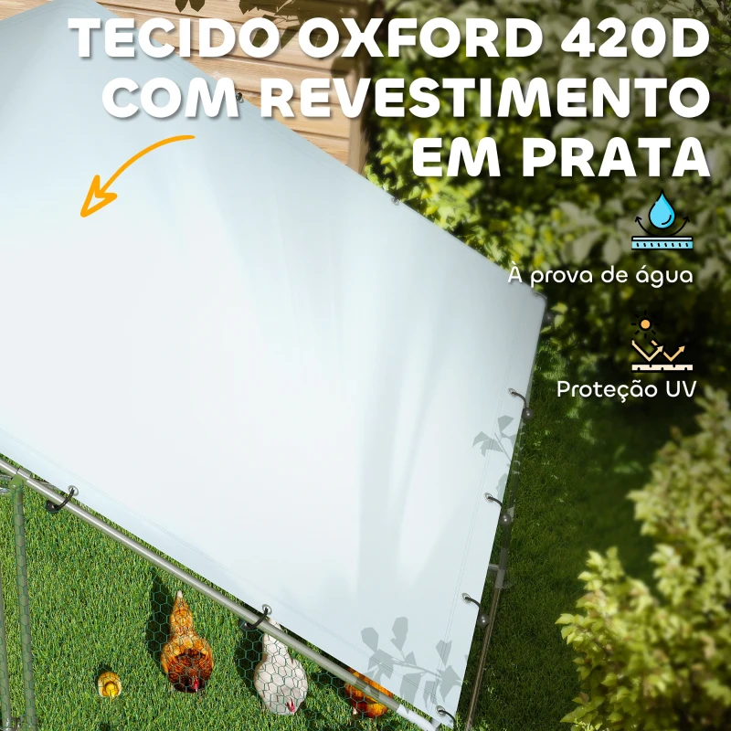 PawHut Galinheiro para Exterior 3x1,7x1,9 cm Galinheiro de Aço Galvanizado com Cobertura Anti UV para 5-8 Galinhas Prata