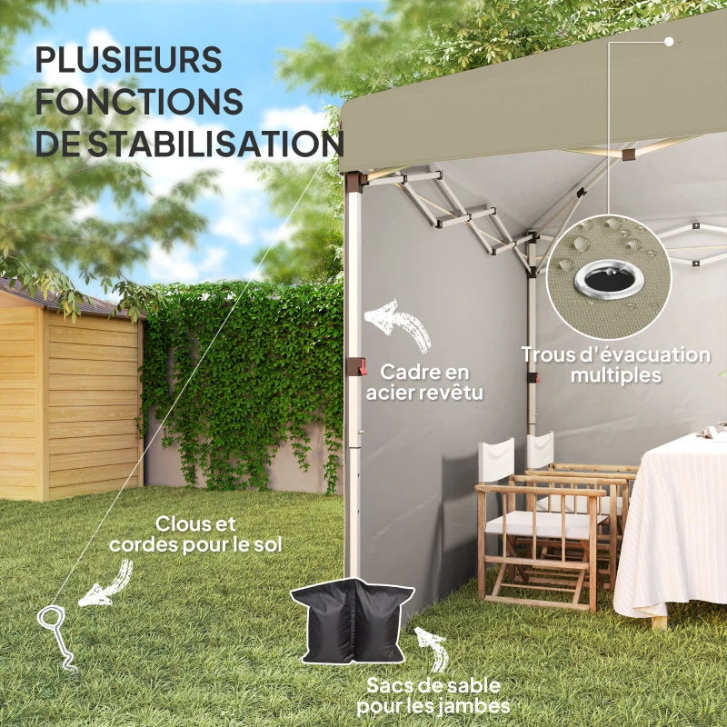 Outsunny Tonnelle barnum de jardin pop-up pliant réglable en hauteur protection UV 30+ 2 parois latérales sac de transport inclus