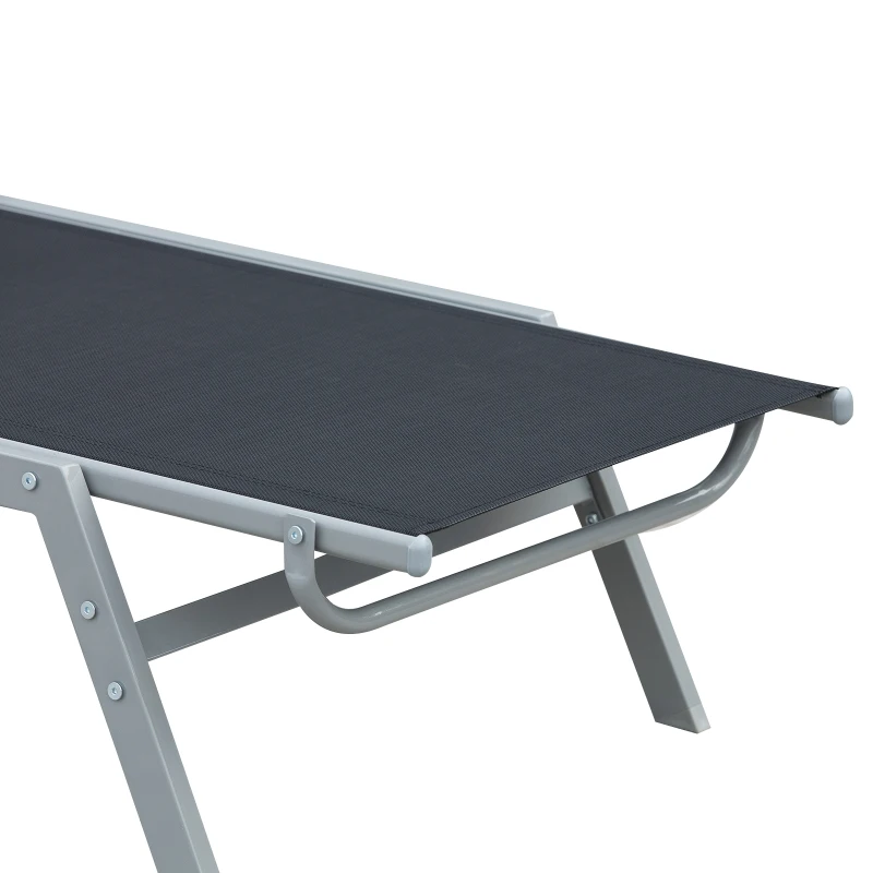 Outsunny Garten-Sonnenliege Relaxliege mit 5-stufige Rückenlehne aus Metall Schwarz 170 x 58 x 97 cm