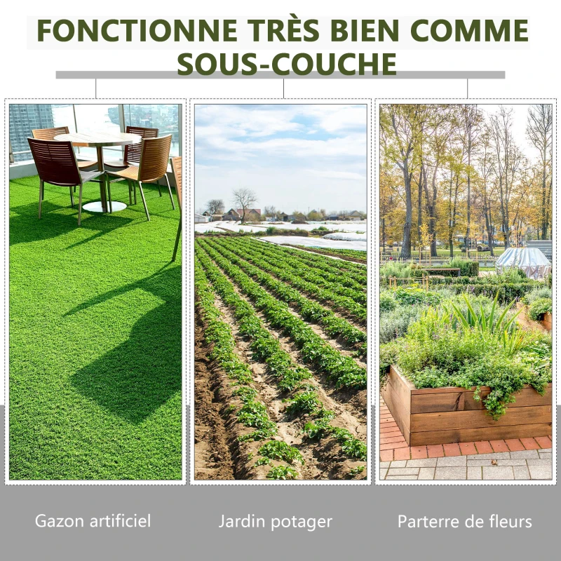 Outsunny Toiles de paillage - toile de paillage anti mauvaises herbes 130 g/m² indéchirable perméable à l'eau anti UV 92L x 1l m