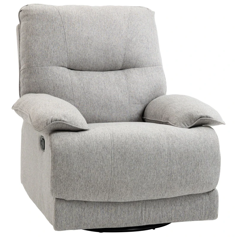 HOMCOM Fauteuil de relaxation inclinable manuellement avec repose-pied ajustable tissu aspect lin gris clair