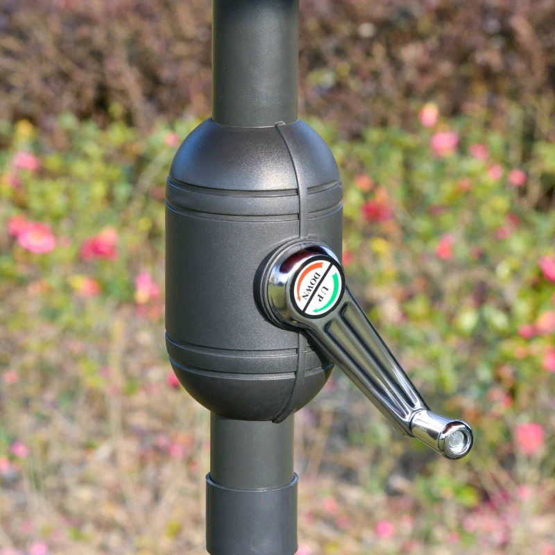 Outsunny 2.5m Shanghai Garden Parasol Umbrella with Crank & Tilt, Adjustable Outdoor Sun Shade, Off-White