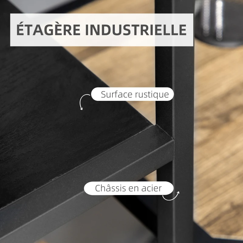 HOMCOM Bibliothèque étagère de rangement à 7 niveaux cadre en acier style industriel 83 x 34 x 180 cm noir