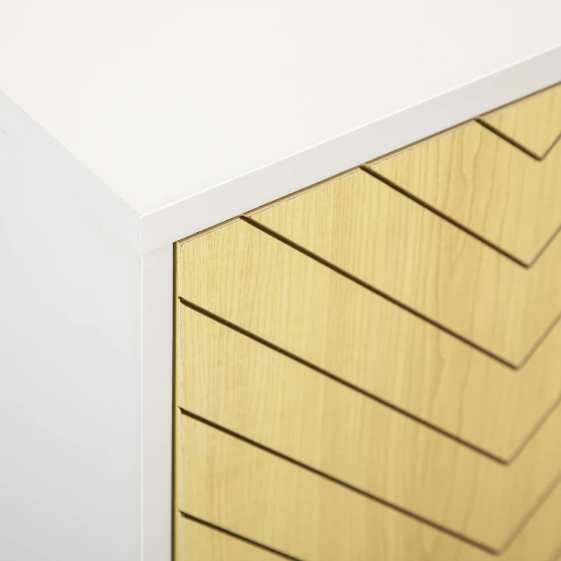 HOMCOM Buffet Meuble de Rangement sur pieds scandinave Placard 2 Portes avec étagère dim. 60L x 40l x 80H cm Blanc Portes Motif Graphique en Bois Clair