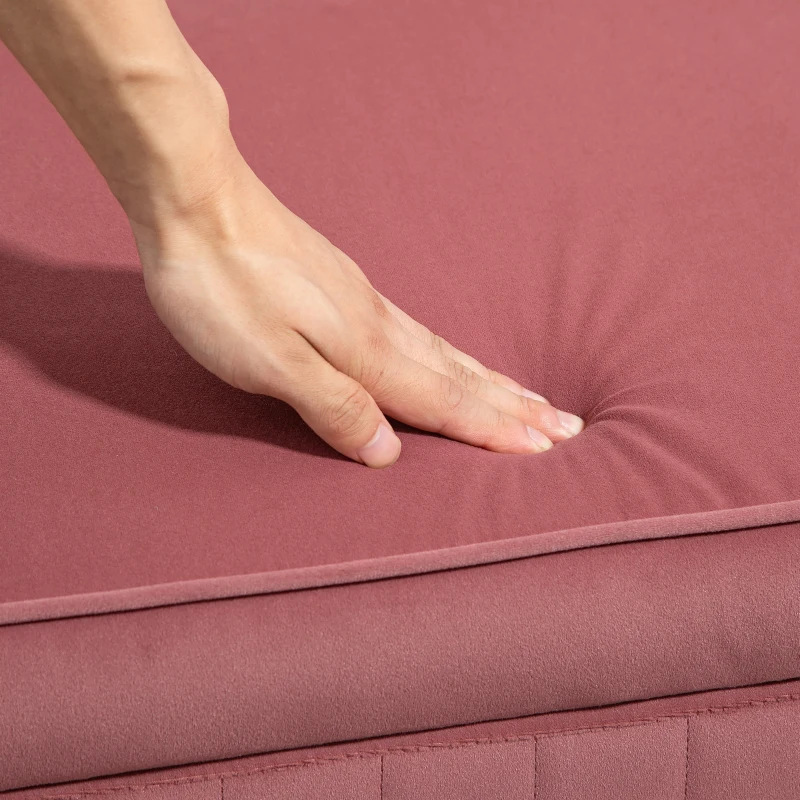 HOMCOM Banco Pé de Cama Estofado em Veludo Banco de Arrumação e Pés Dourado Banco para Entrada Dormitório 108x44x43,5 cm Rosa