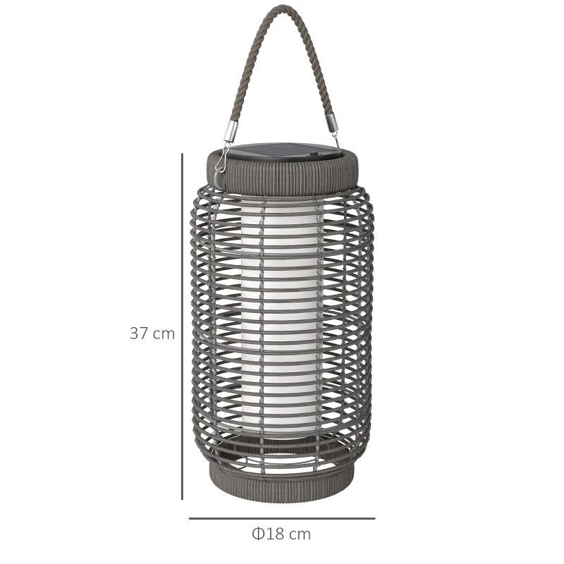 Outsunny Lampadaire d'extérieur solaire en résine tressée luminaire LED de jardin en acier marche/arrêt automatique gris