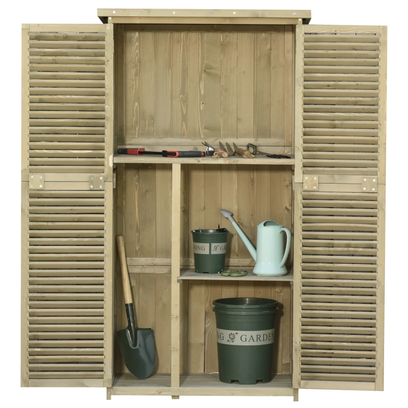 Outsunny Gereedschapsschuur 4 vakken Gereedschapsschuur Gereedschapskast schuur naturel / grijs(m-10)