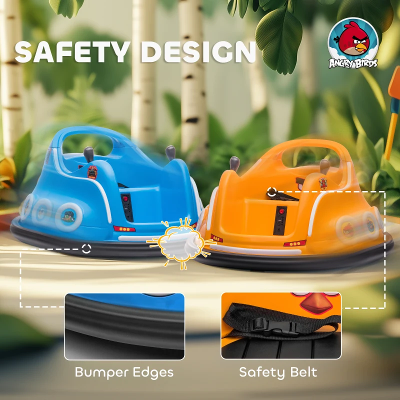 AIYAPLAY Angry Bird Licensed Waltzer Car, 12V Kids Bumper Car w/ Joysticks, Remote, Music LED Lights, Orange