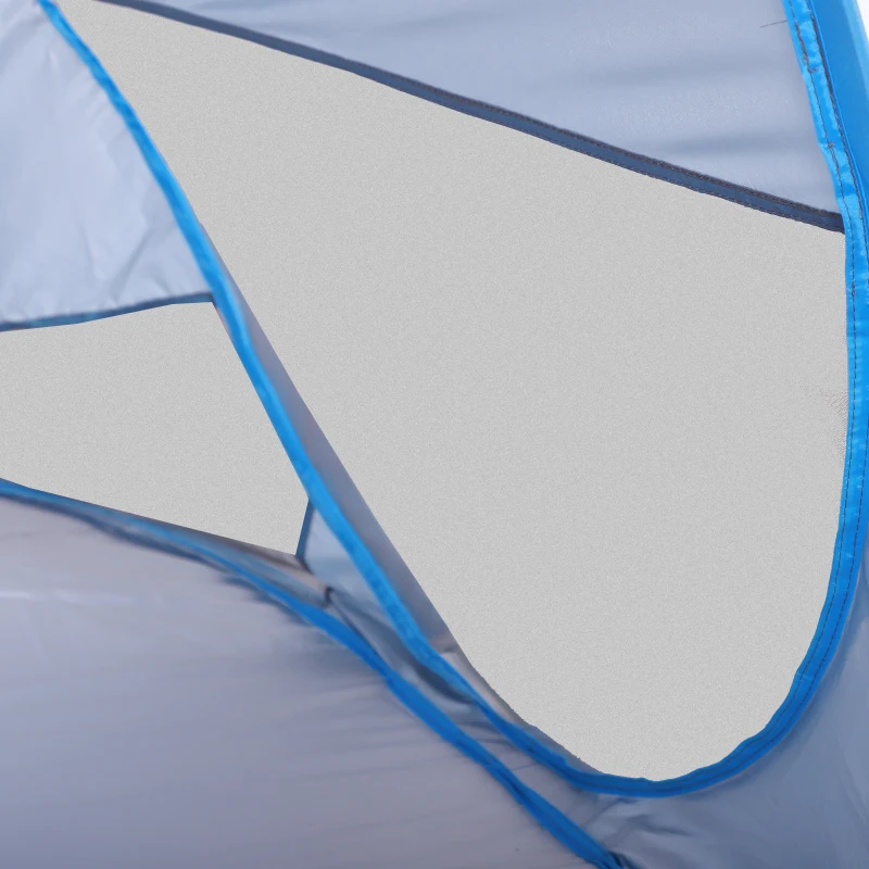 Outsunny Abri de plage tente de plage pliable pop-up automatique instantané protection UV fenêtre arrière grand tapis de sol bleu ciel