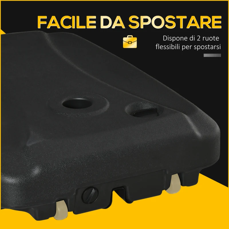 Outsunny Base per Ombrellone a Braccio Riempibile fino a 75 kg con Base a T Inclusa, 80x60x17 cm, Nero