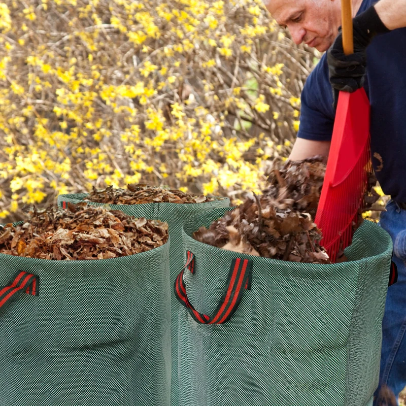 Outsunny Set 3 Sacchi per Rifiuti da Giardino da 272 L con Manici, Richiudibili e Riutilizzabili, Ø67x76 cm, Verde