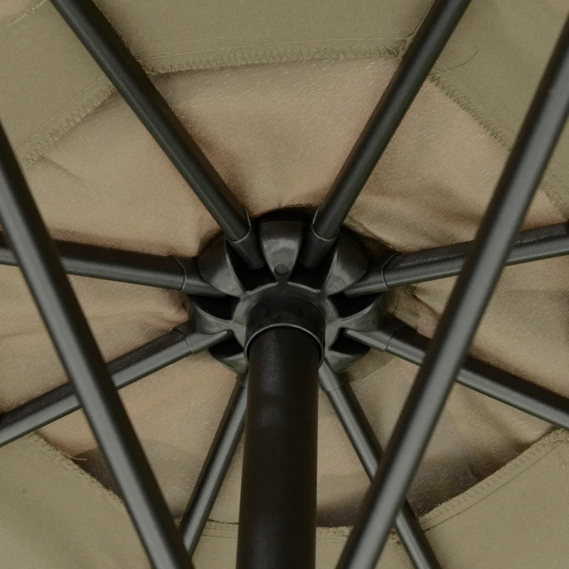 Outsunny Ombrellone da Giardino a Braccio con Apertura a Manovella in Metallo e Poliestere, Ø2.7x2.7 m, Caffè