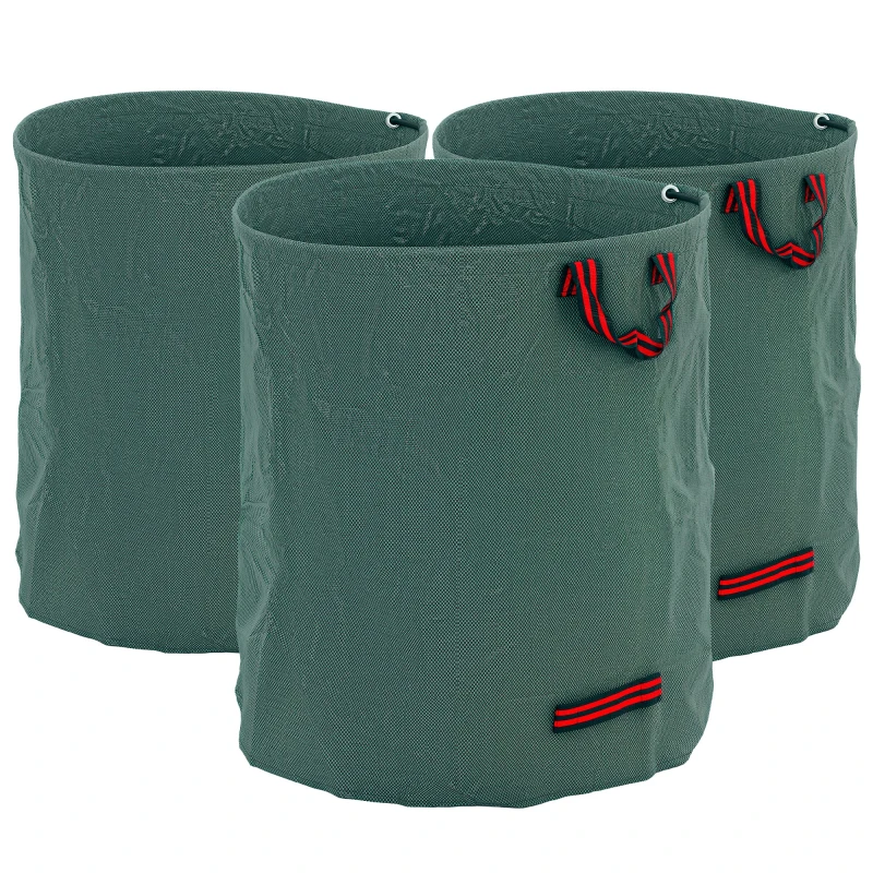 Outsunny Set 3 Sacchi per Rifiuti da Giardino da 272 L con Manici, Richiudibili e Riutilizzabili, Ø67x76 cm, Verde