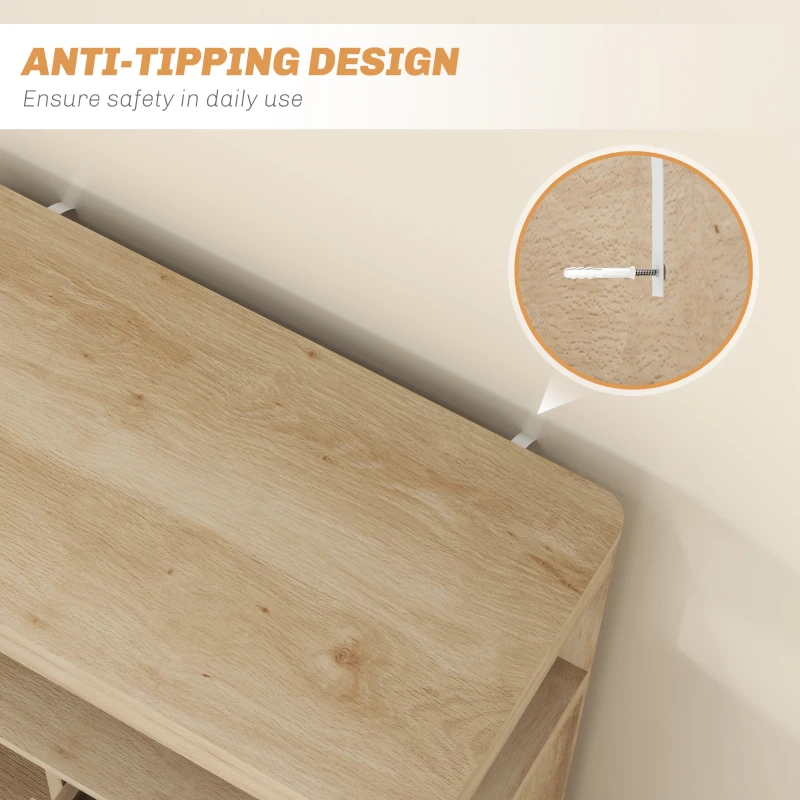 HOMCOM Small Sideboard with Drawers and Adjustable Shelf - Nature Wood Finish