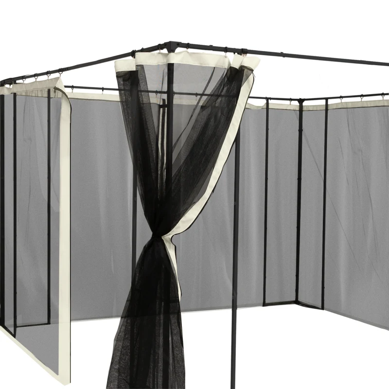 Outsunny Plasa de Tantari pentru Corturi cu Perdele de Rezerva Universale cu Balamale, 335x207cm - Negru / Bej