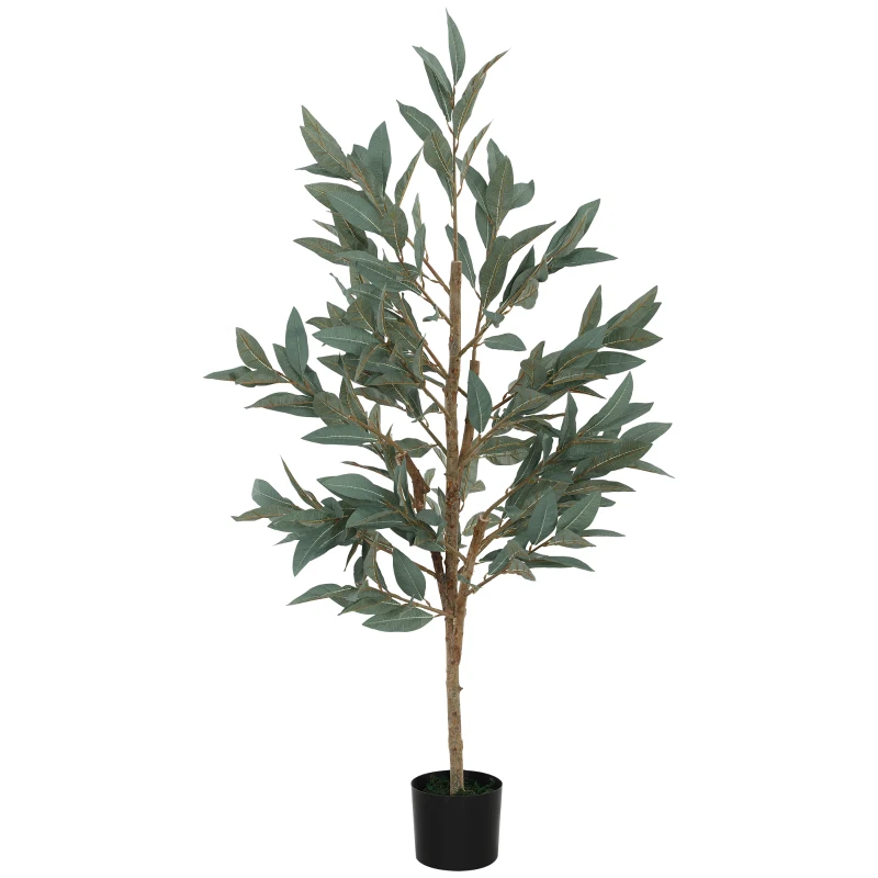 HOMCOM Planta Artificial de Louro 150 cm Planta Artificial Decorativa Grande Decoração para Casa Escritório Varanda Quarto Verde