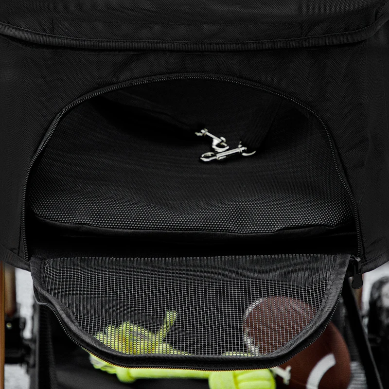 PawHut Carrinho para Cães Dobrável 3 em 1 Carrinho para Cães Miniatura com Cesta de Armazenamento Janela de Malha 76x50x102 cm Preto