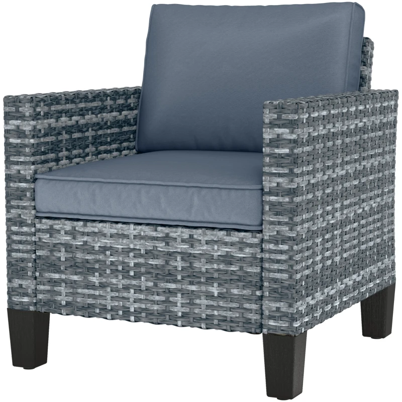 Outsunny Single Rattan Armchair, with Cushions - Light Grey