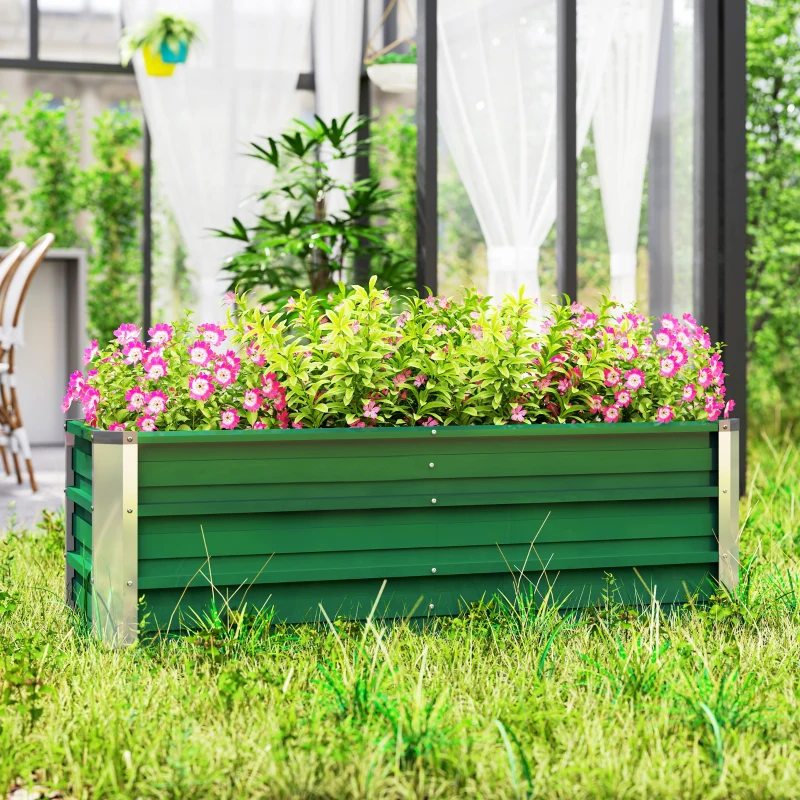 Outsunny Jardiniera inaltata Otel – 2 Zone de Cultivare pentru Gradina