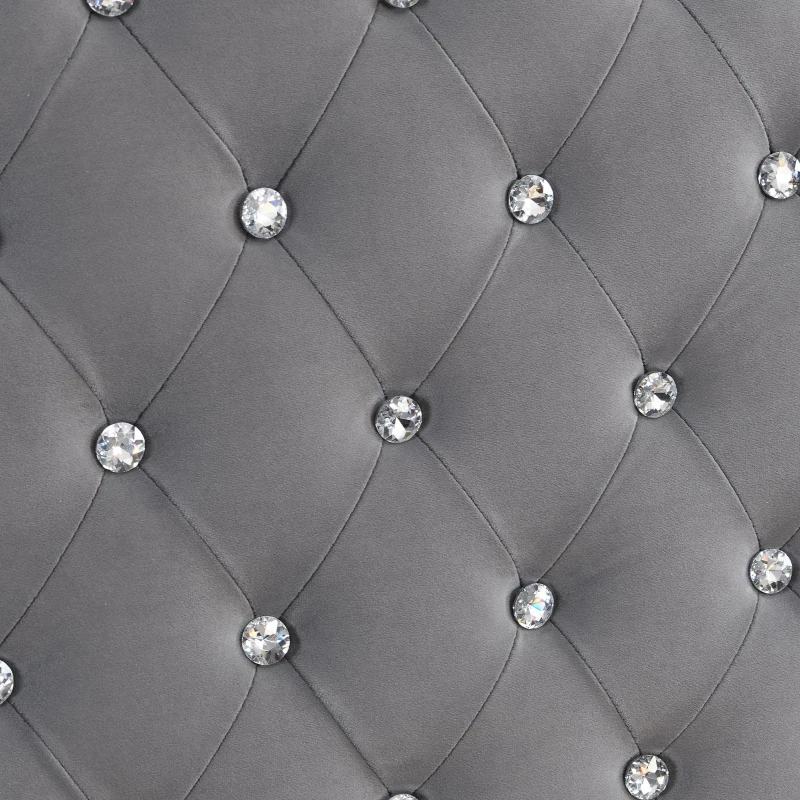 Upholstered Double Bed with Hydraulic Lift Storage, Diamond-Textured Velvet and Iron Frame, 198.5L x 146W x 116H cm, Gray