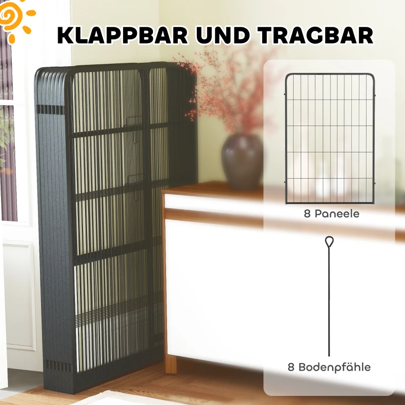 PawHut Puppyren 8-Vormig met Deur en Grondpinnen, Flexibel en Opvouwbaar 100cm Hoog
