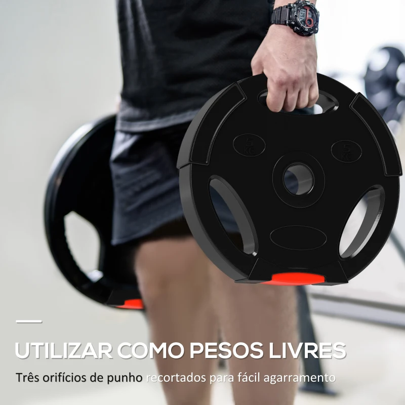 SPORTNOW Conjunto de Discos de Pesos de 4 Peças Discos de Pesos 2x10 kg e 2x5 kg com Orifícios de 2,5 cm Preto