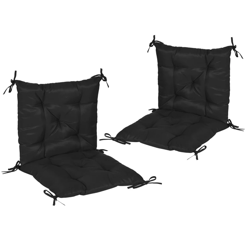 Outsunny Conjunto de 2 Almofadas de Cadeira 50x98x8 cm Almofadas de Cadeira de Exterior para Jardim Terraço Varanda Preto