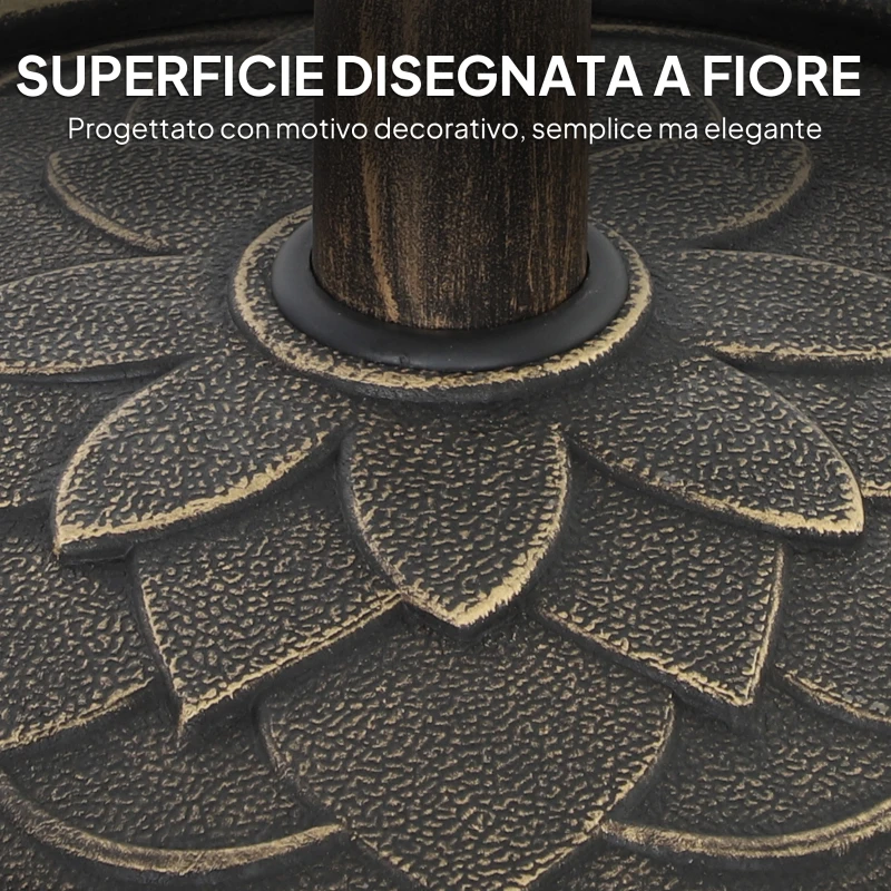 Outsunny Base per Ombrellone da 12 kg con Manovella Integrata, in Resina, Metallo e Cemento, Ø46x34 cm, Bronzo