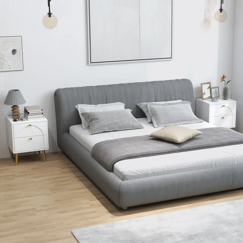 HOMCOM 2-Drawer Bedside Table Set of 2 - White