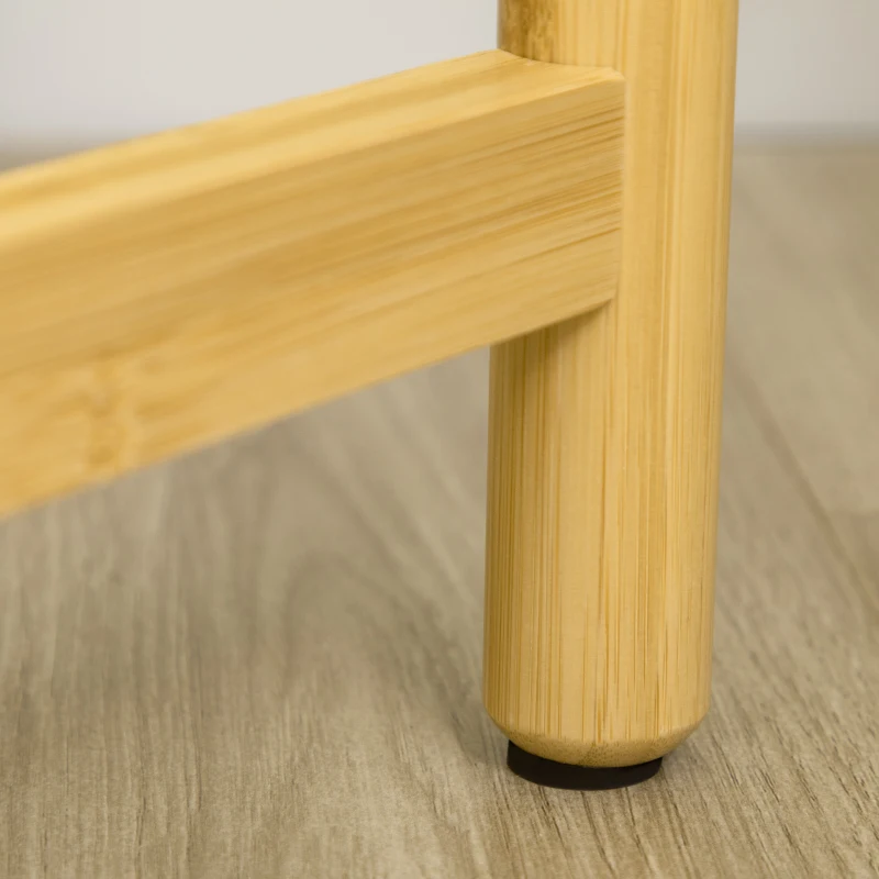 Outsunny Porta Piante da Interno ed Esterno, 4 Ripiani a Vassoio e Struttura in Bambù, 28x28x80 cm, Bianco