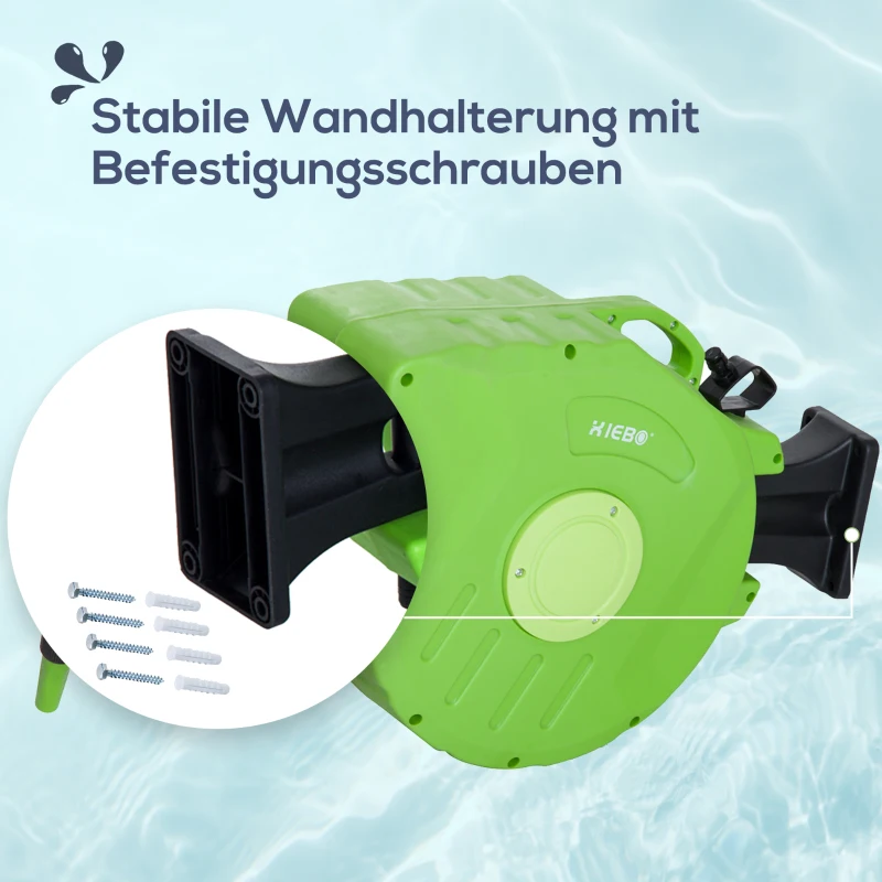 Outsunny Schlauchtrommel 20+2m Schlauchaufroller Automatik schwenkbar Druckluft Garten 180° schenkbar Druckluftschlauch Grün