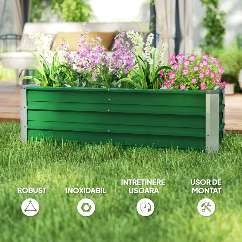 Outsunny Jardiniera inaltata Otel – 2 Zone de Cultivare pentru Gradina