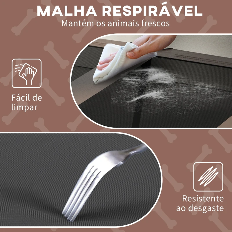 PawHut Cama para Cães Elevada com Toldo para Cães Médios com Estrutura de Aço e Bolsa de Transporte 106x76x94 cm Marrom Claro