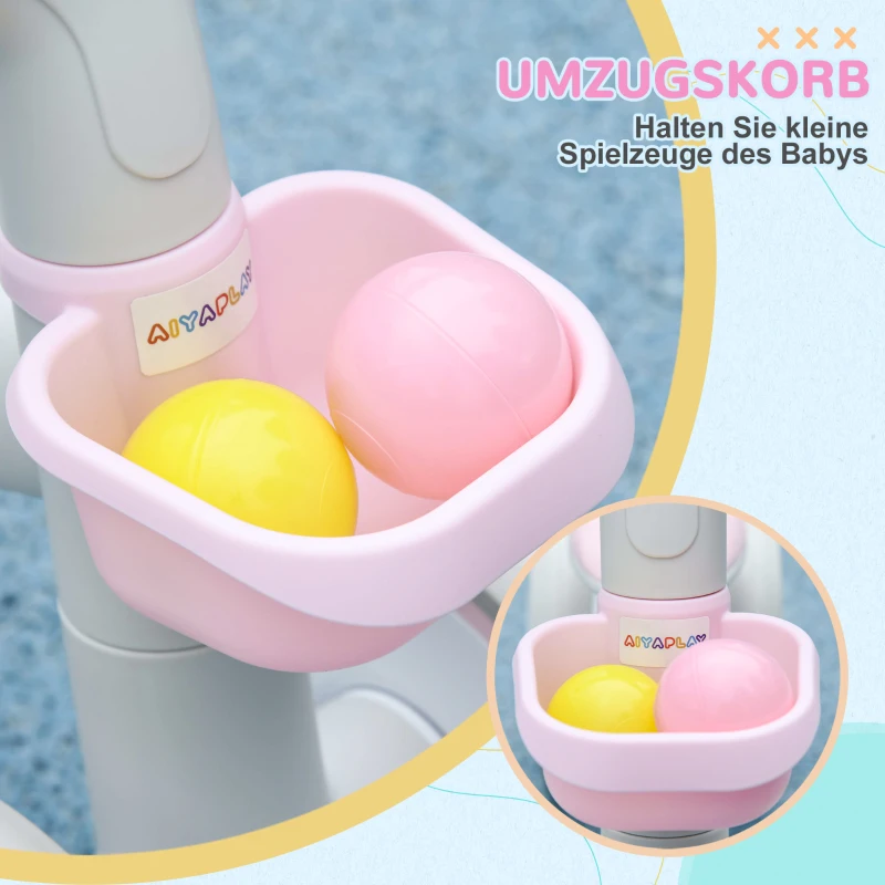 AIYAPLAY Laufrad, Dreirad, verstellbarer Sitz, geräuschlose Räder, 56x27x39 cm, Rosa/Weiß