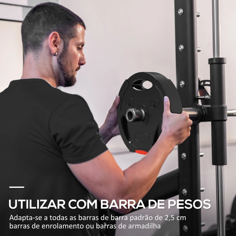 SPORTNOW Conjunto de Discos de Pesos de 4 Peças Discos de Pesos 2x10 kg e 2x5 kg com Orifícios de 2,5 cm Preto