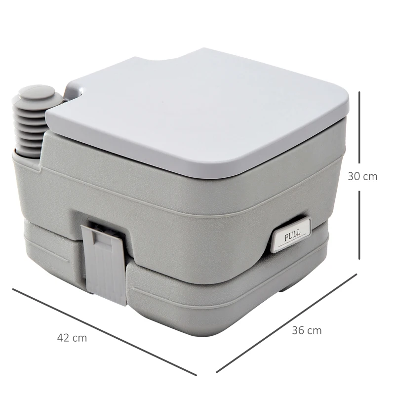 HOMCOM Sanita Portátil WC Portátil com 2 Depósitos de 10L Suporta até 200 kg Sanita para Exterior Campismo 36x42x30 cm Cinzento