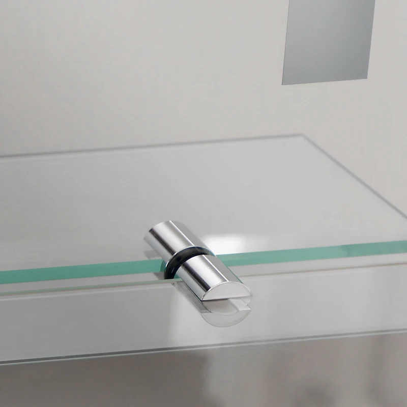 kleankin Specchio Bagno con Luce LED e Interruttore Touch, Mensola in Vetro e Struttura Alluminio, IP44, 50x70 cm Argento