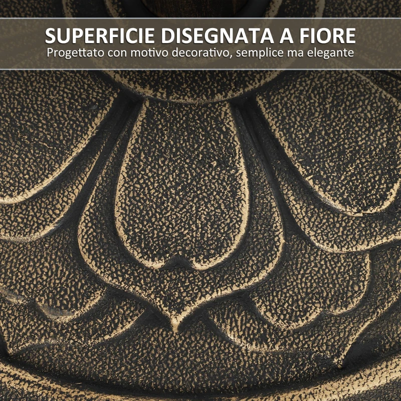Outsunny Base per Ombrellone da 12 kg con Manovella Integrata, in Resina, Metallo e Cemento, Ø46x33 cm, Bronzo
