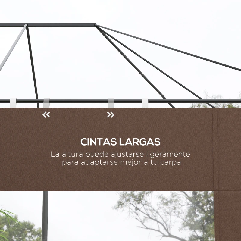 Outsunny Laterales para Carpa de Repuesto de Tela Oxford 2 Paneles de 295x195 cm con 1 Ventana para Carpas de 6x3 m 3x3 m Marrón
