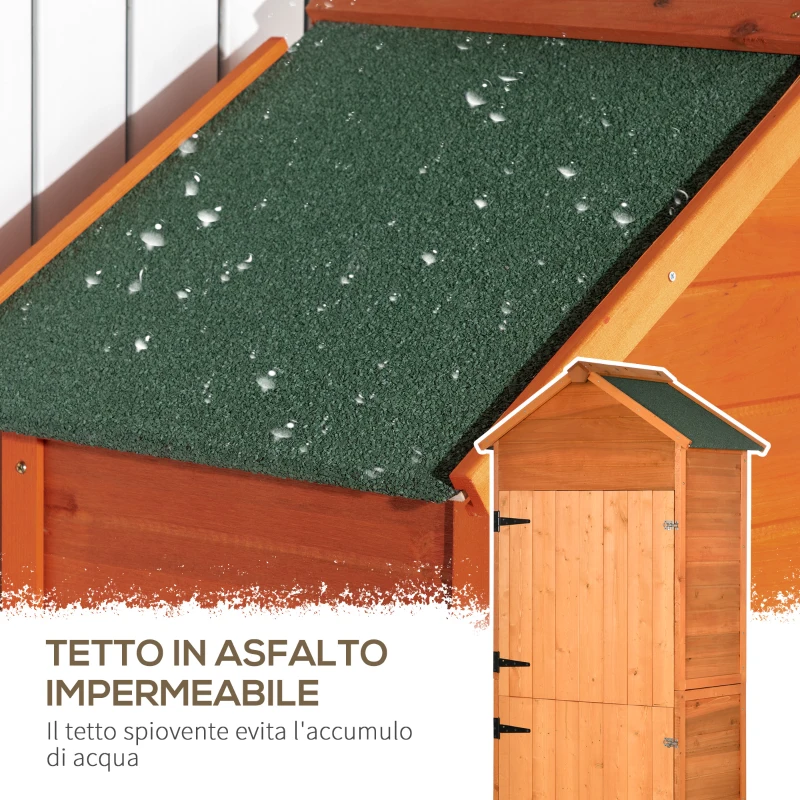 Outsunny Casetta da Giardino Porta Attrezzi in Legno con 2 Ante e 3 Mensole, 84x52x188cm