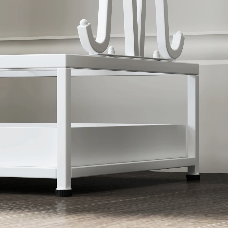 HOMCOM Suporte para Guarda-Chuva Moderno Retangular com 24 Ganchos 21 Espaços e Bandeja Recolhedora de Gotas 50x24x68 cm Branco