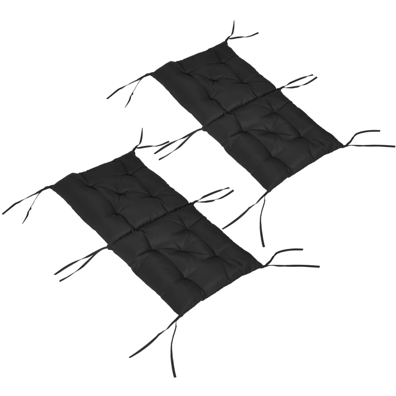 Outsunny Conjunto de 2 Almofadas de Cadeira 50x98x8 cm Almofadas de Cadeira de Exterior para Jardim Terraço Varanda Preto
