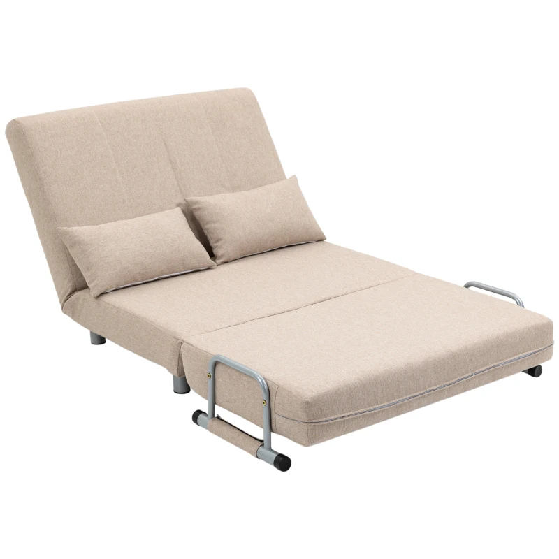 HOMCOM Canapea Extensibila 2 Locuri – Material Crem cu 4 Perne(m-11)