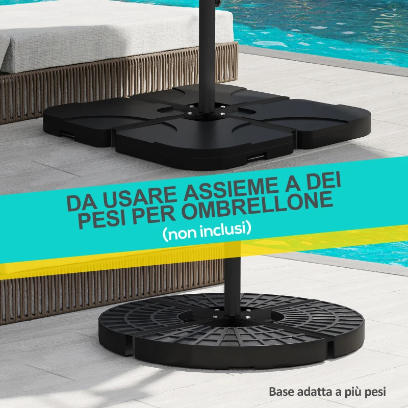 Outsunny Base per Ombrellone a Croce in Acciaio con Vite Laterale, 100x100x75 cm, Nero