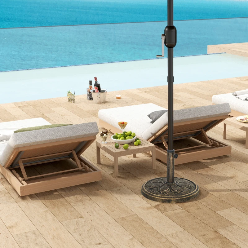 Outsunny Base per Ombrellone da 12 kg con Manovella Integrata, in Resina, Metallo e Cemento, Ø46x33 cm, Bronzo