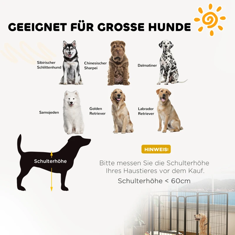 PawHut Puppyren 8-Vormig met Deur en Grondpinnen, Flexibel en Opvouwbaar 100cm Hoog