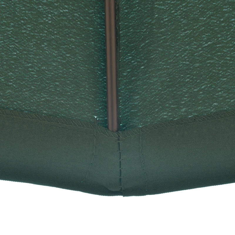 Outsunny Chapéu de Sol de Jardim Ø2,5x2,4 m com Manivela Manual Mastro Flexível Impermeável e 18 Hastes para Exterior Verde