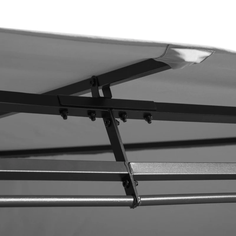 Outsunny 4m x 3(m) Metal Gazebo Canopy Party Tent Garden Pavillion Patio Shelter Pavilion with Curtains Sidewalls, Dark Grey