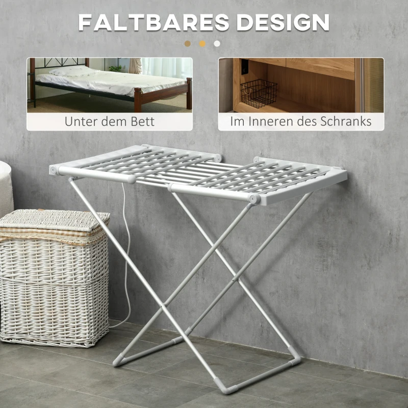HOMCOM Wäscheständer mit Heizfunktion, 45-55 ℃, zusammenklappbar, 144L x 53B x 96H cm(m-5)